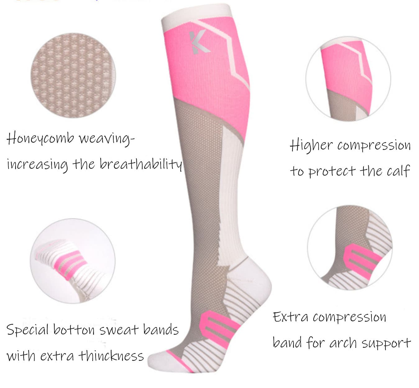 Unisex Pro Pickleball Lines-Up Graduated Compression Calf Sleeves